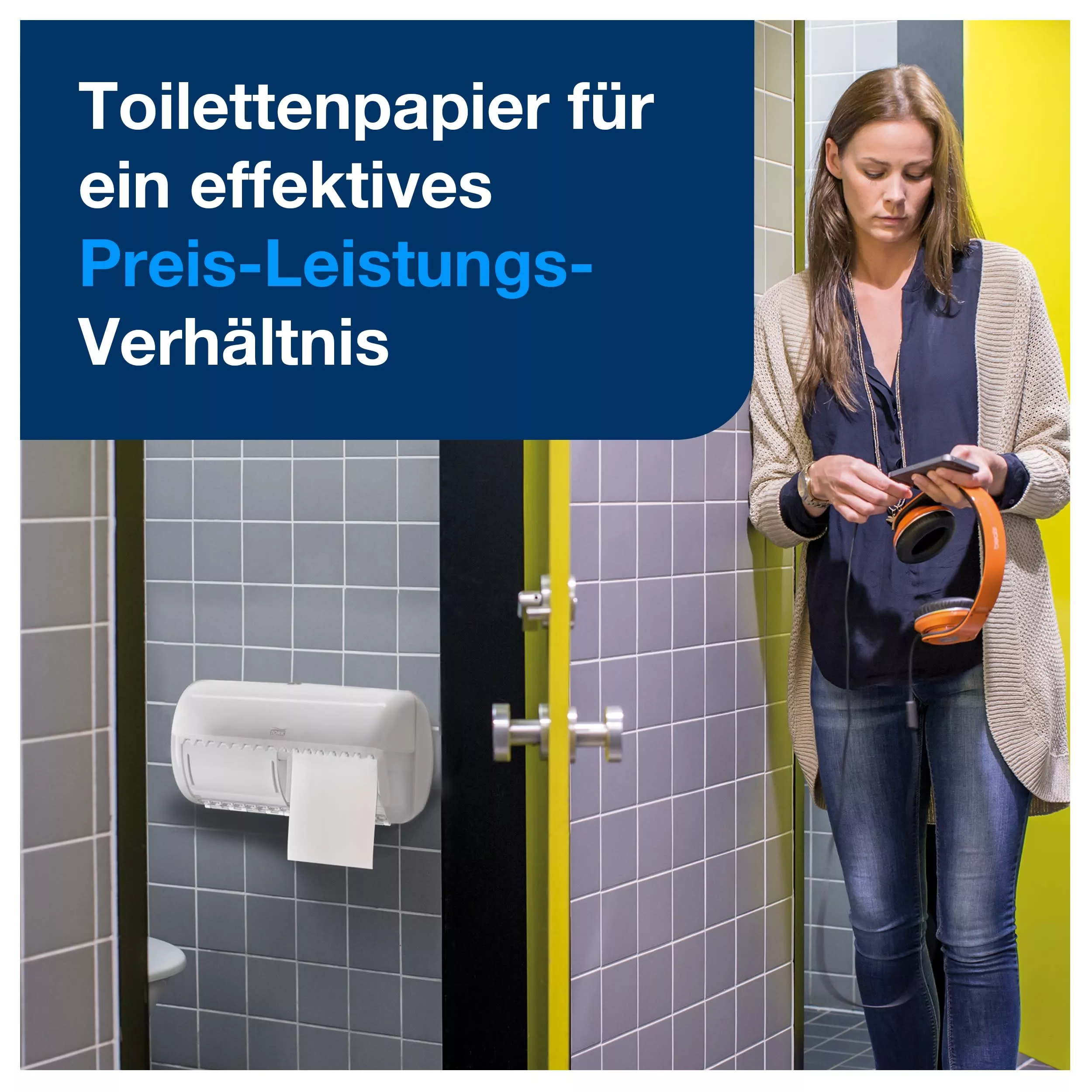 Tork Kleinrollen Toilettenpapier Weiß T4, Advanced, 3-lagig, 70 × 250 Blatt, 110883