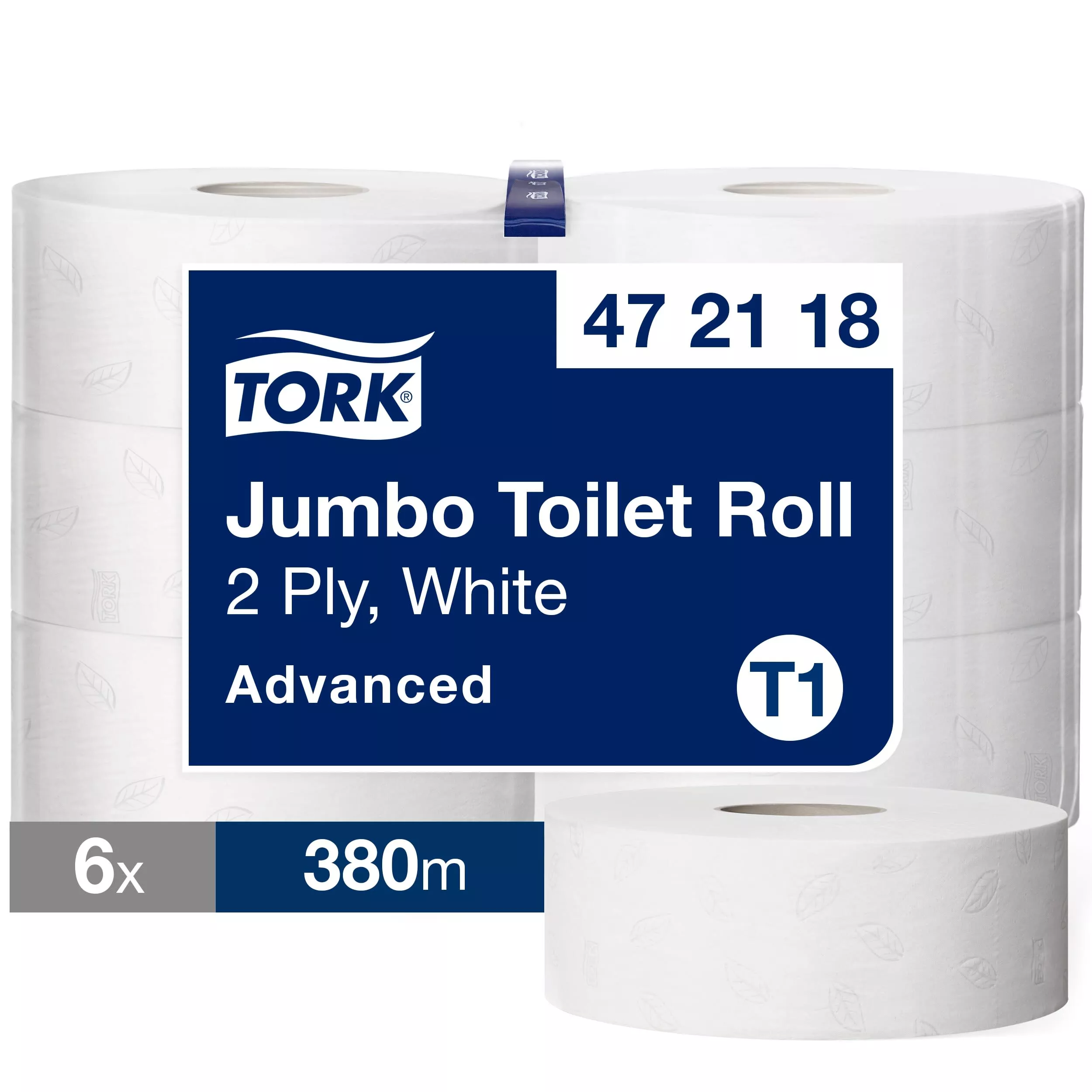 Tork Jumbo Toilettenpapier Weiß T1, Advanced, 2‑lagig, 6 × 380 m, 472118