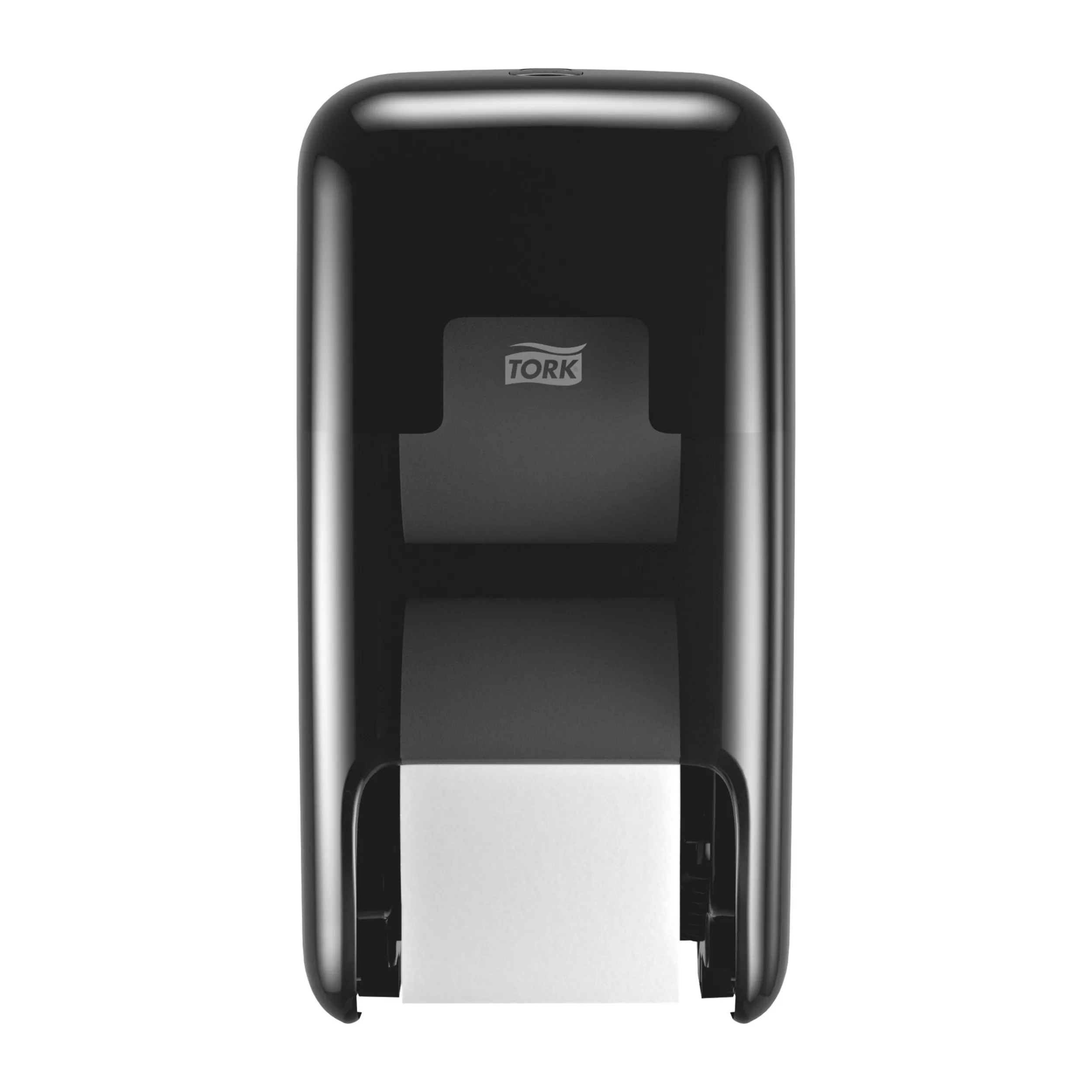 Tork OptiServe® Doppelrollenspender für Hülsenloses Toilettenpapier Schwarz T7, vertikaler Toilettenrollenspender, Elevation Design, 558042