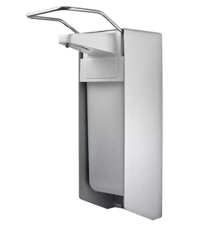 Desinfektionsmittelspender 500ml Alu, mit Kunststoffpumpe, kurzer Armhebel und Leerflasche
