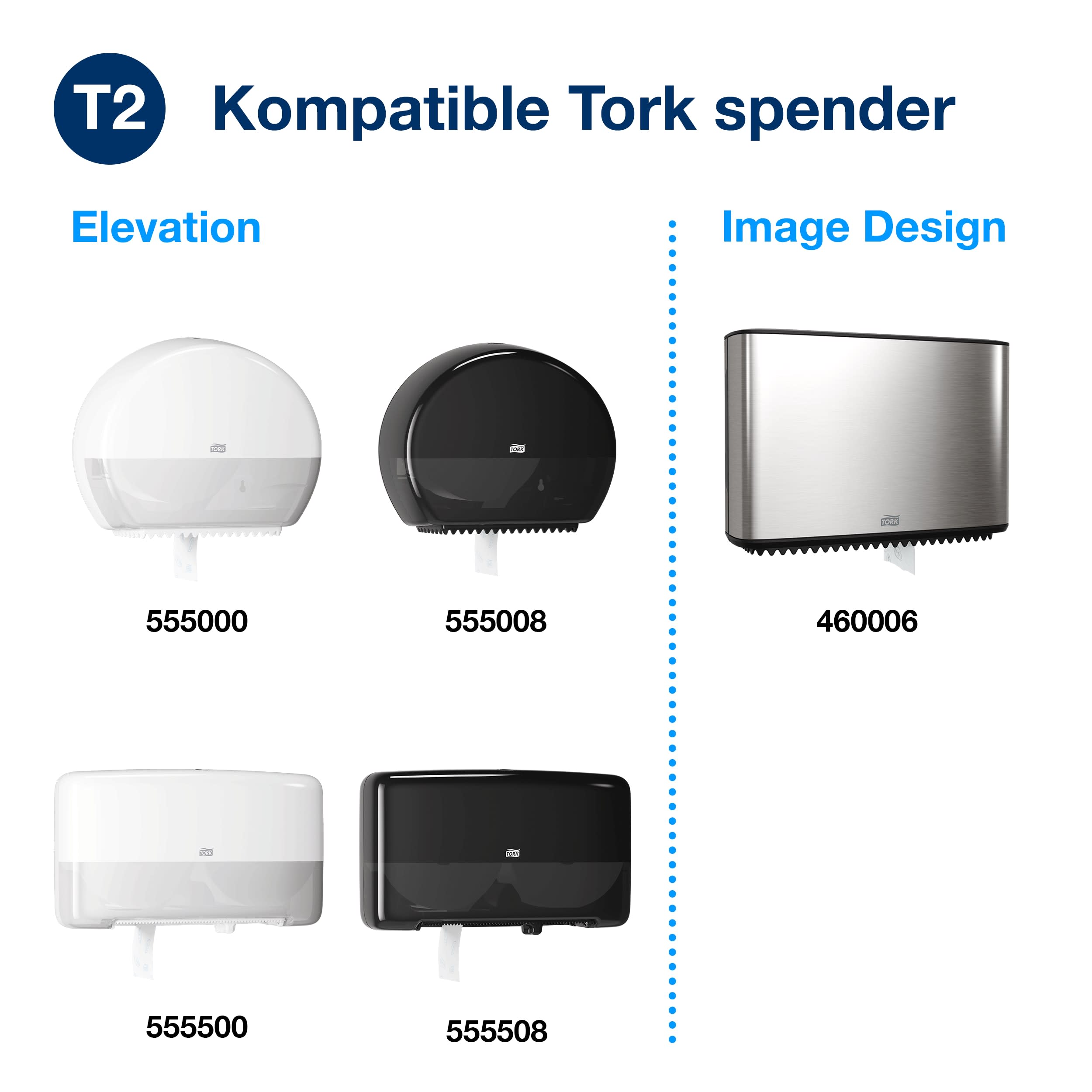 Tork Mini Jumbo Toilettenpapier Weiß T2, Advanced, 2-lagig, 12 × 170 m, 120280