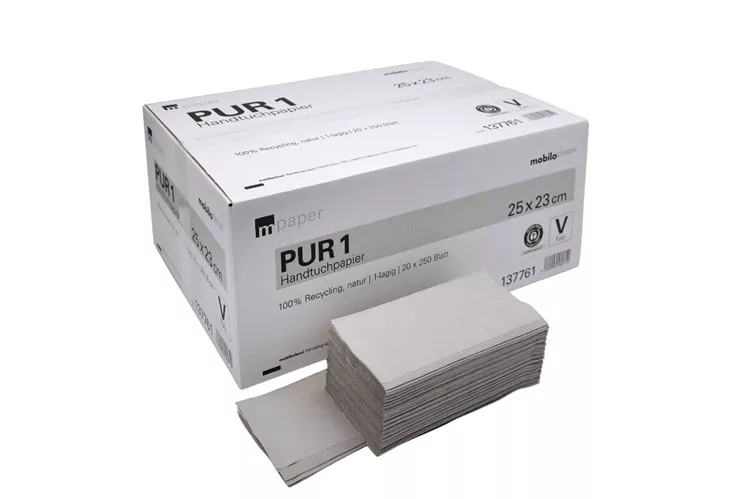 Cleanclub Pur Handtuchpapier 25x23cm 1-lagig V-/ZZ-Falz 36 g/qm 5.000 Blatt/Karton