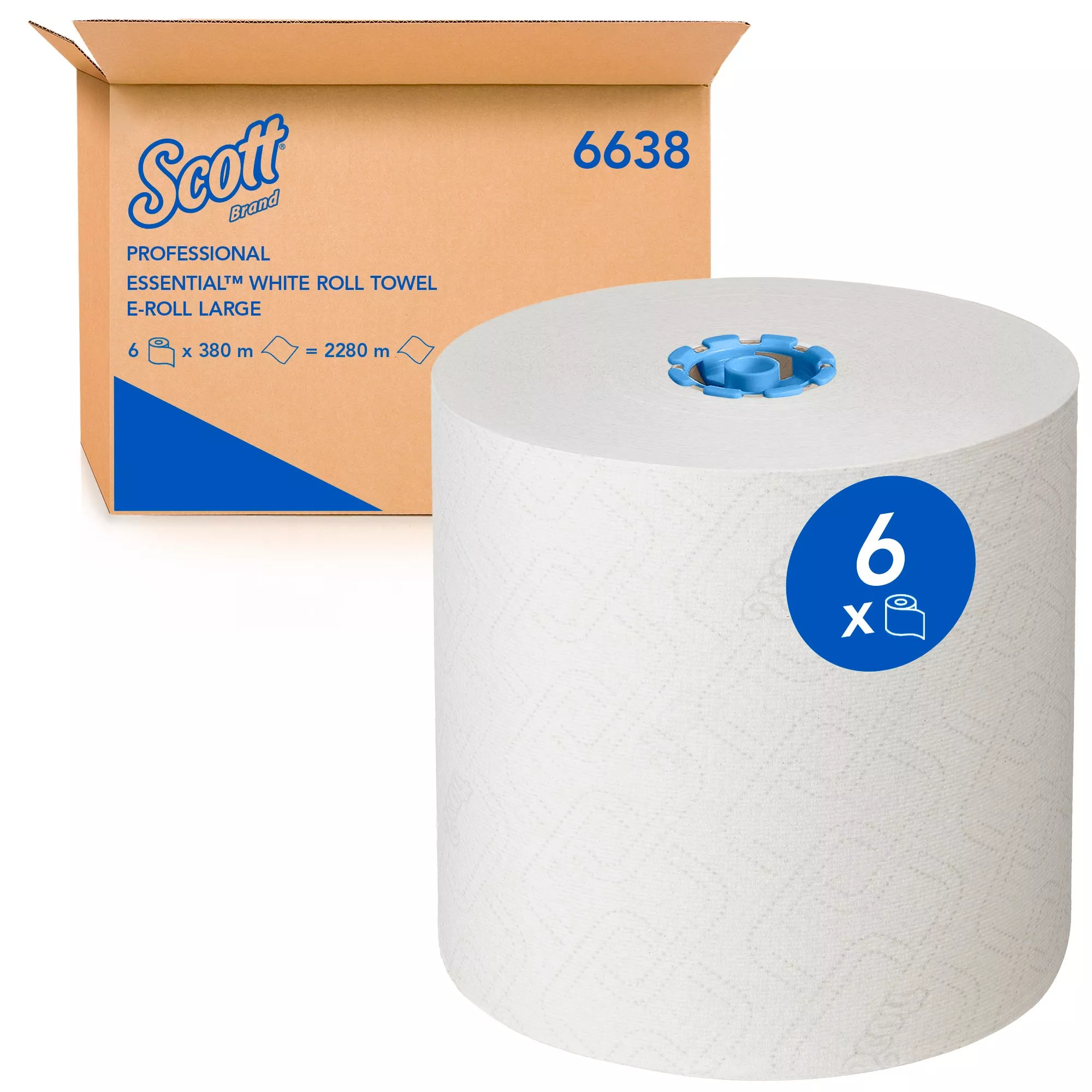Scott Essential ICON E-Roll Rollenhandtücher, 1-lagig, Weiß, 6 x 380 m