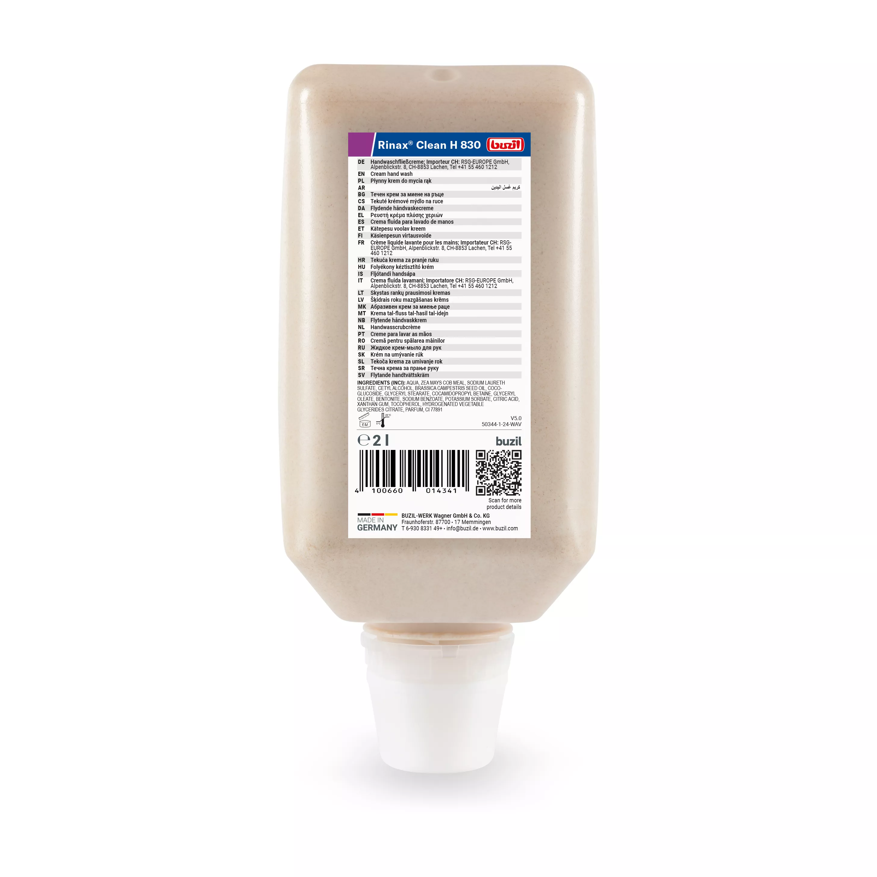 Buzil RINAX® CLEAN H830 – Neutralreiniger 2L Beutelflasche