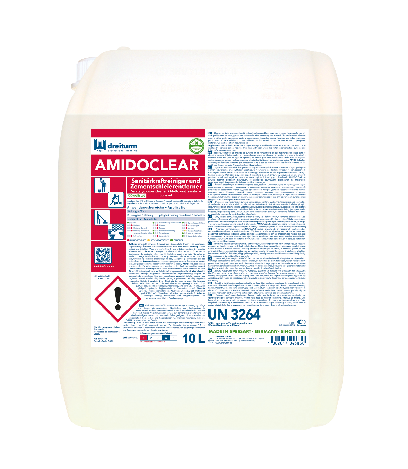 Dreiturm Amidoclear – Sanitärunterhaltsreiniger 10 L Kanister