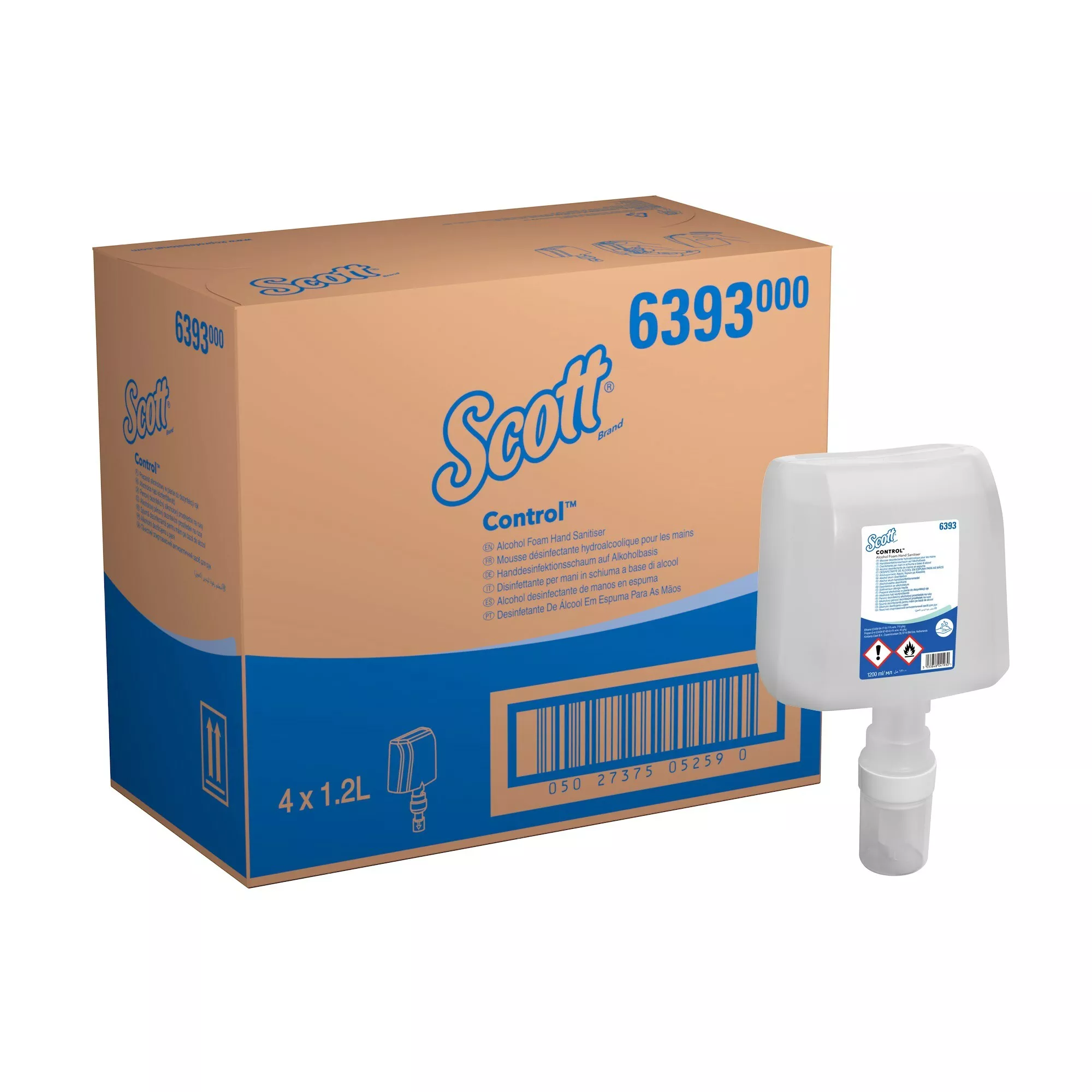 Handdesinfektion, Alkoholisches Schaum, Spender, 4 x 1,2 L, Gepackte Packung