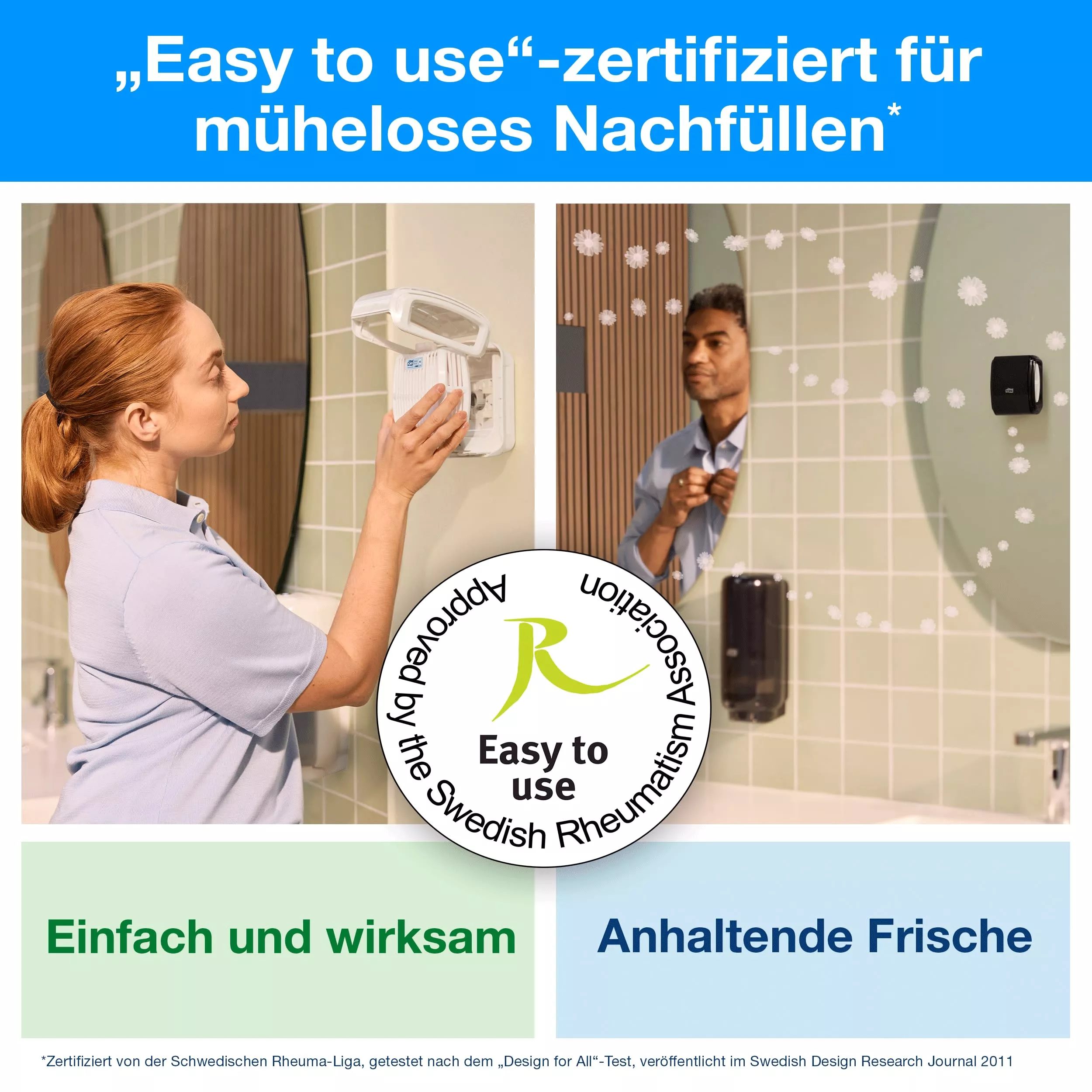 Tork Starter Pack für kontinuierlichen Lufterfrischer Weiß A3, Elevation Design, Spender und Nachfüllmaterial Frühlingsbrise, 976000