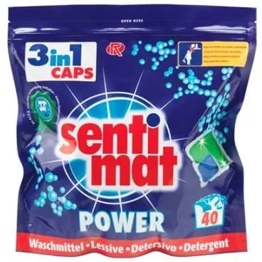 Sentimat Power 3in1 Caps Wäschepods, Universalwaschmittel (1 Packung=40 Stück)