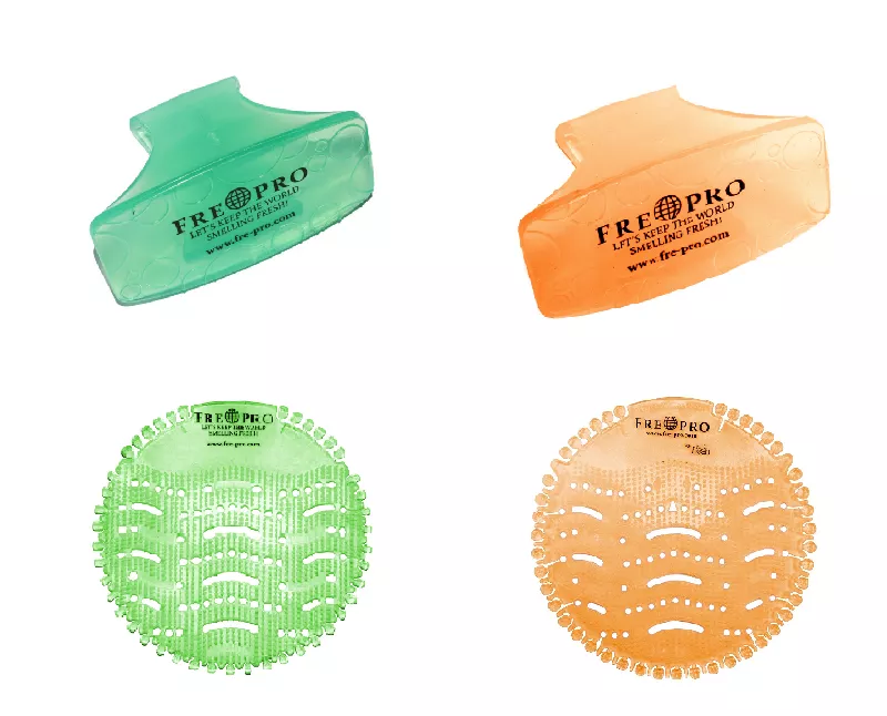 Set Fre-Pro WC-Hänger und Urinalsieb grün und orange