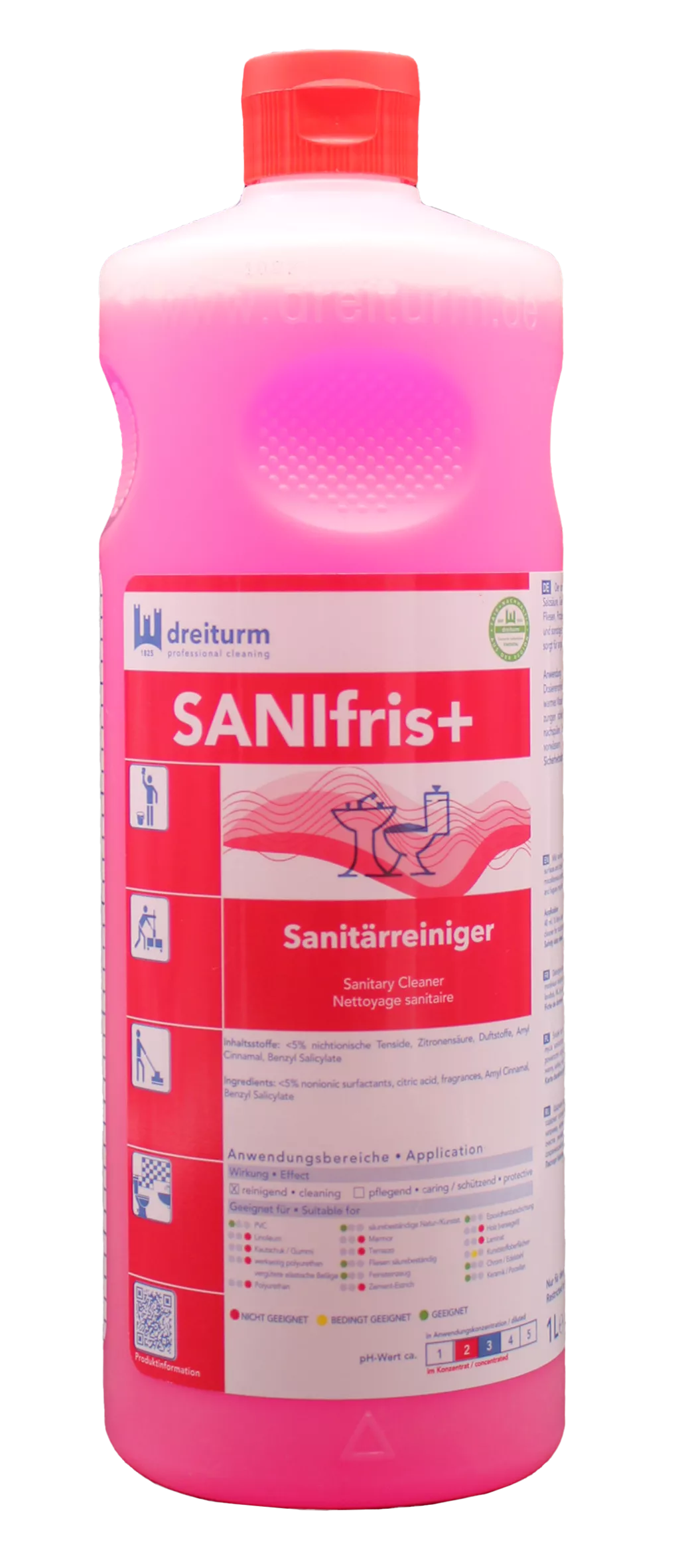 Dreiturm Sanifris+ – Sanitärreiniger – 1 L Flasche